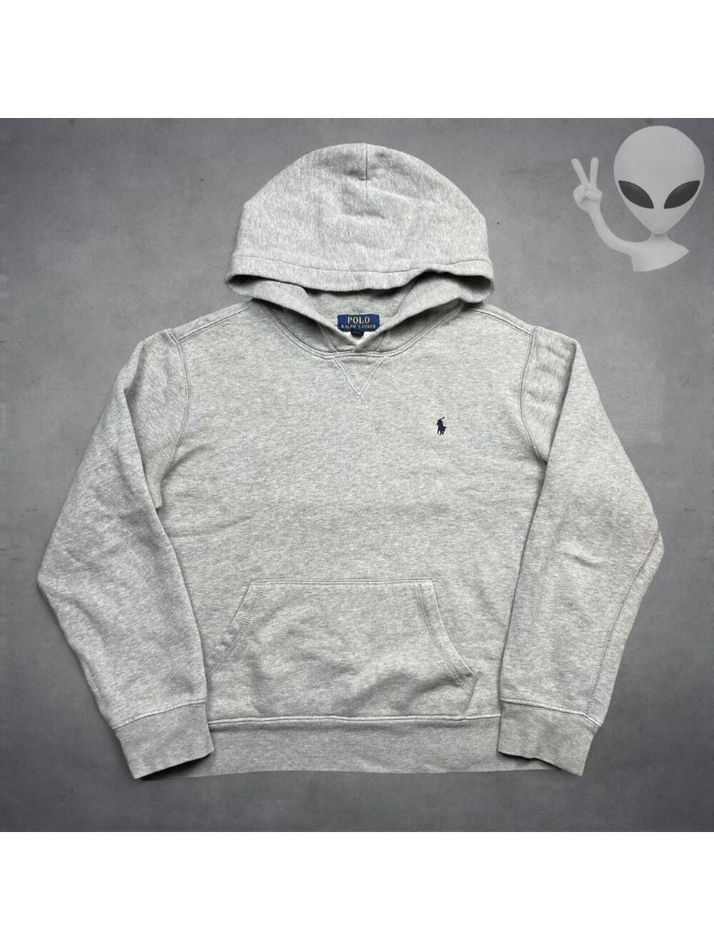 Polo Ralph Lauren Hoodie Women Small Heather Grey Fleece Pullover Pony Y2K